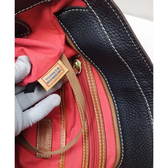 Dooney & Bourke Lexington Black Pebbled Leather Double Handle Zipper Tote Bag - Picture 14 of 16